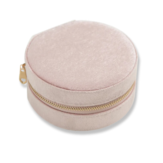 Pink Velvet Circle Jewelry Case