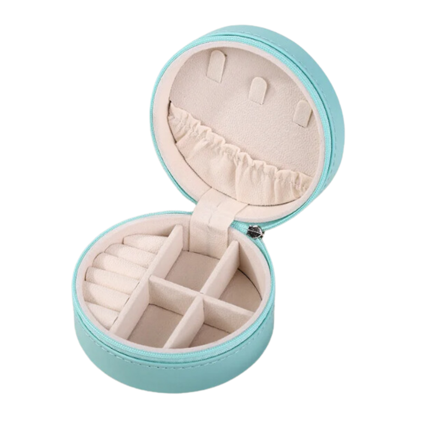 Faux Leather Circle Jewelry Case