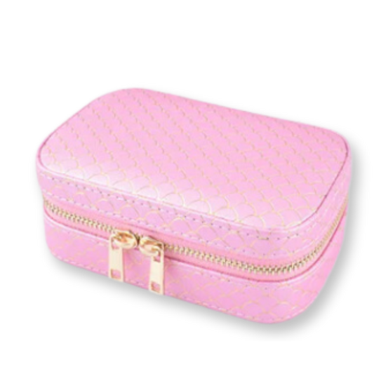 Pink Faux Leather  Mermaid Scale Jewelry Case