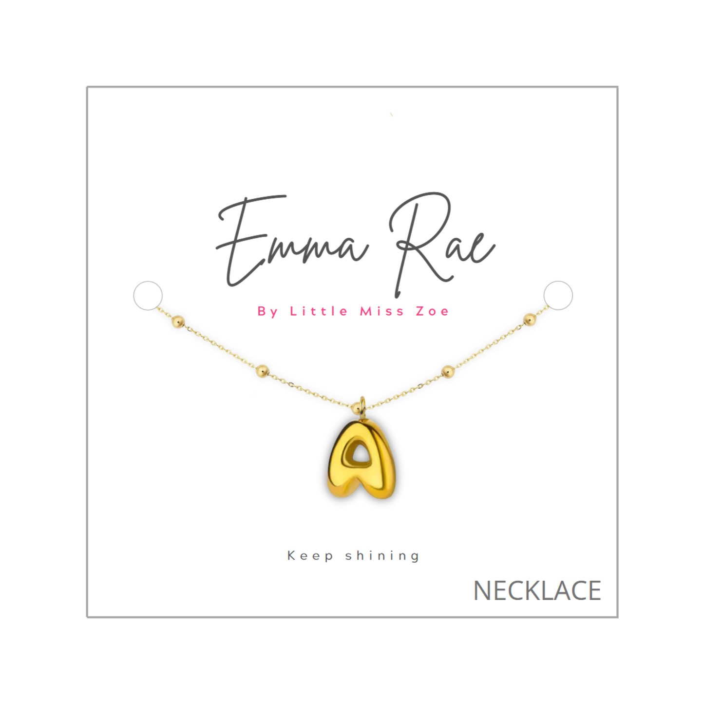 Gold Bubble Initial Necklace