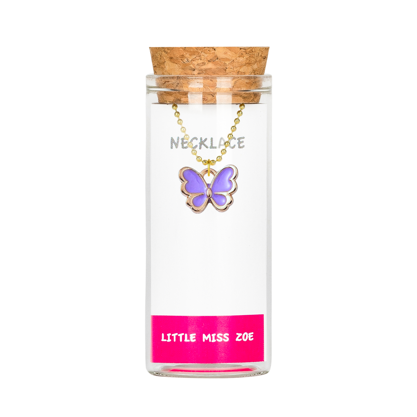 Purple Butterfly Necklace in a Bottle