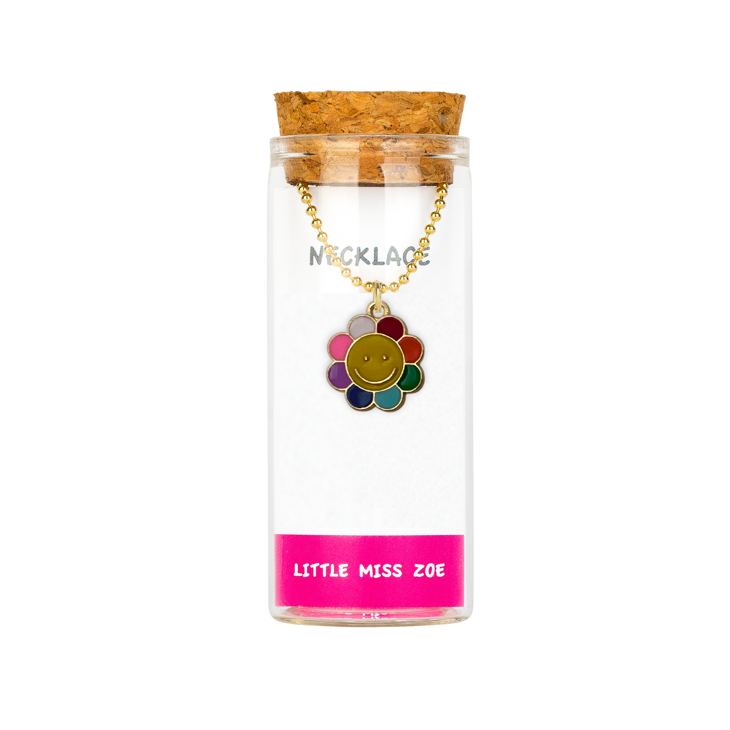 Colorful Sunflower Necklace in a Bottle