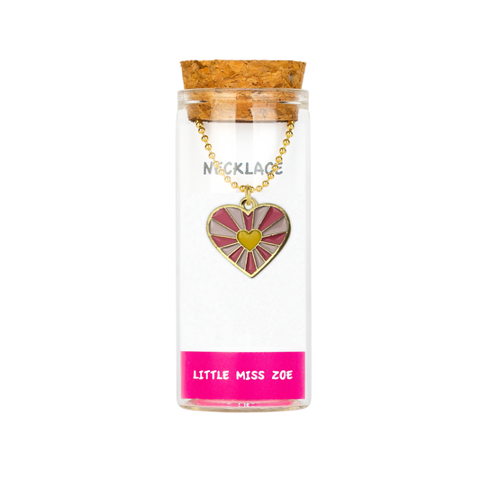 Pink Heart in Heart Necklace in a Bottle