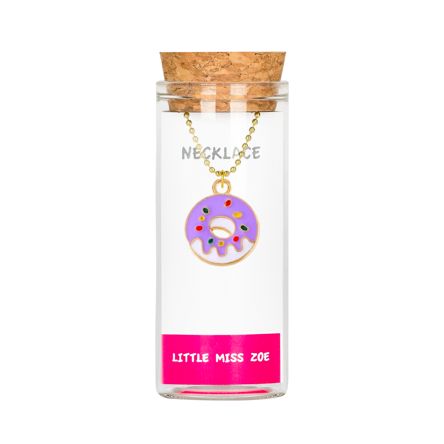 Sprinkle Donut Necklace in a Bottle
