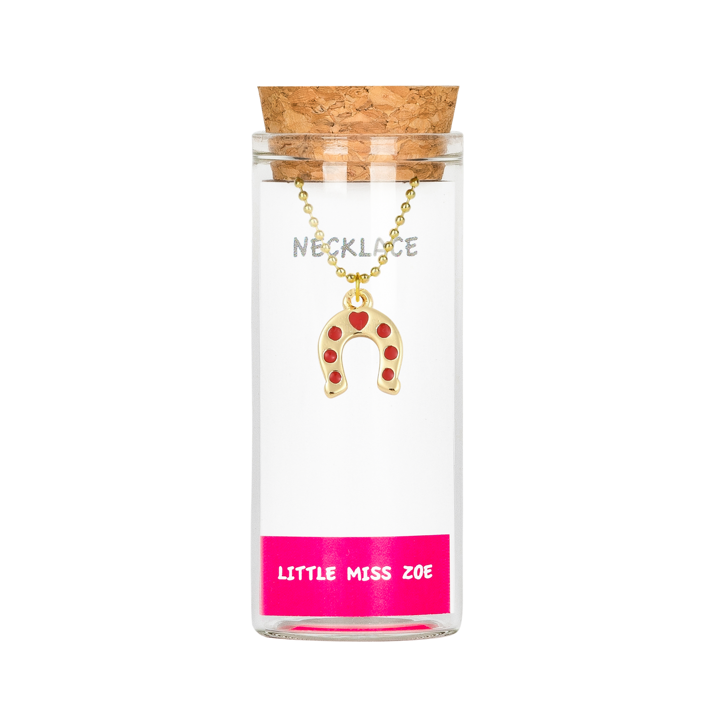 Dotted Horseshoe Necklace in a Bottle