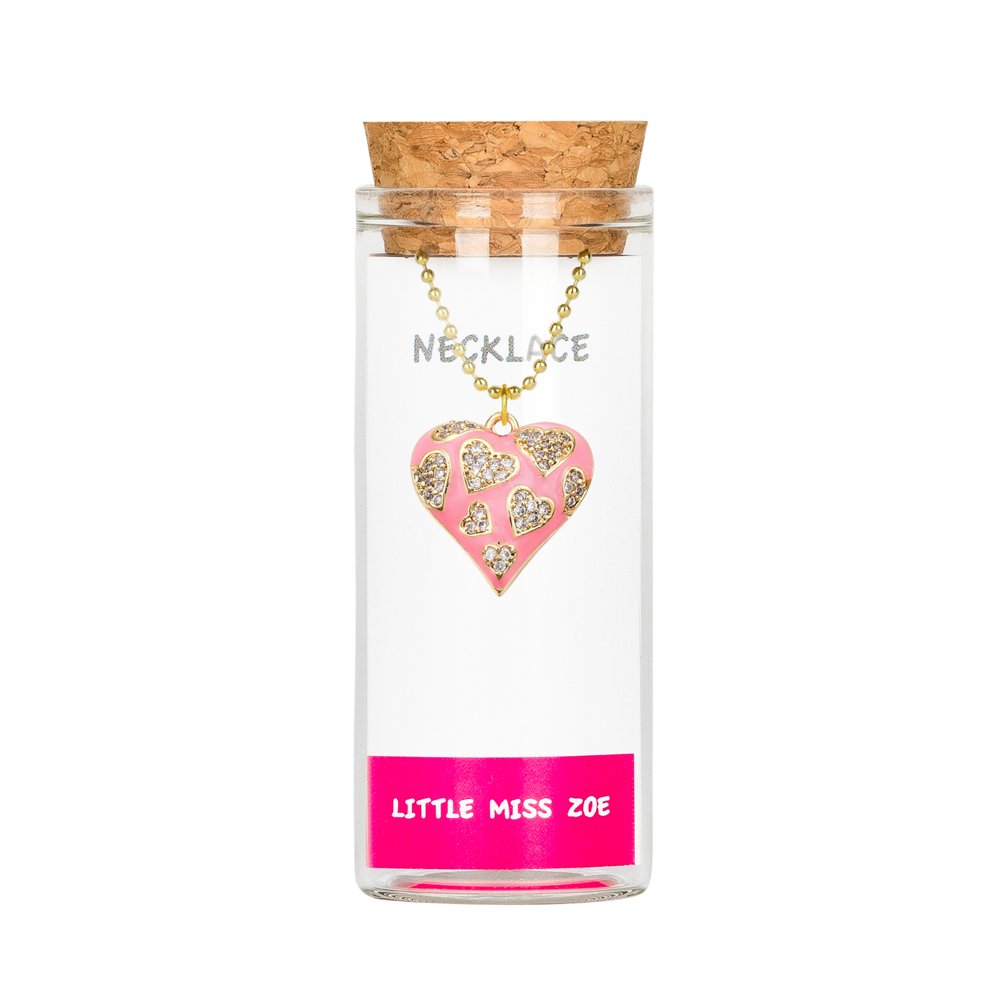 Sparkly Heart Necklace in a Bottle