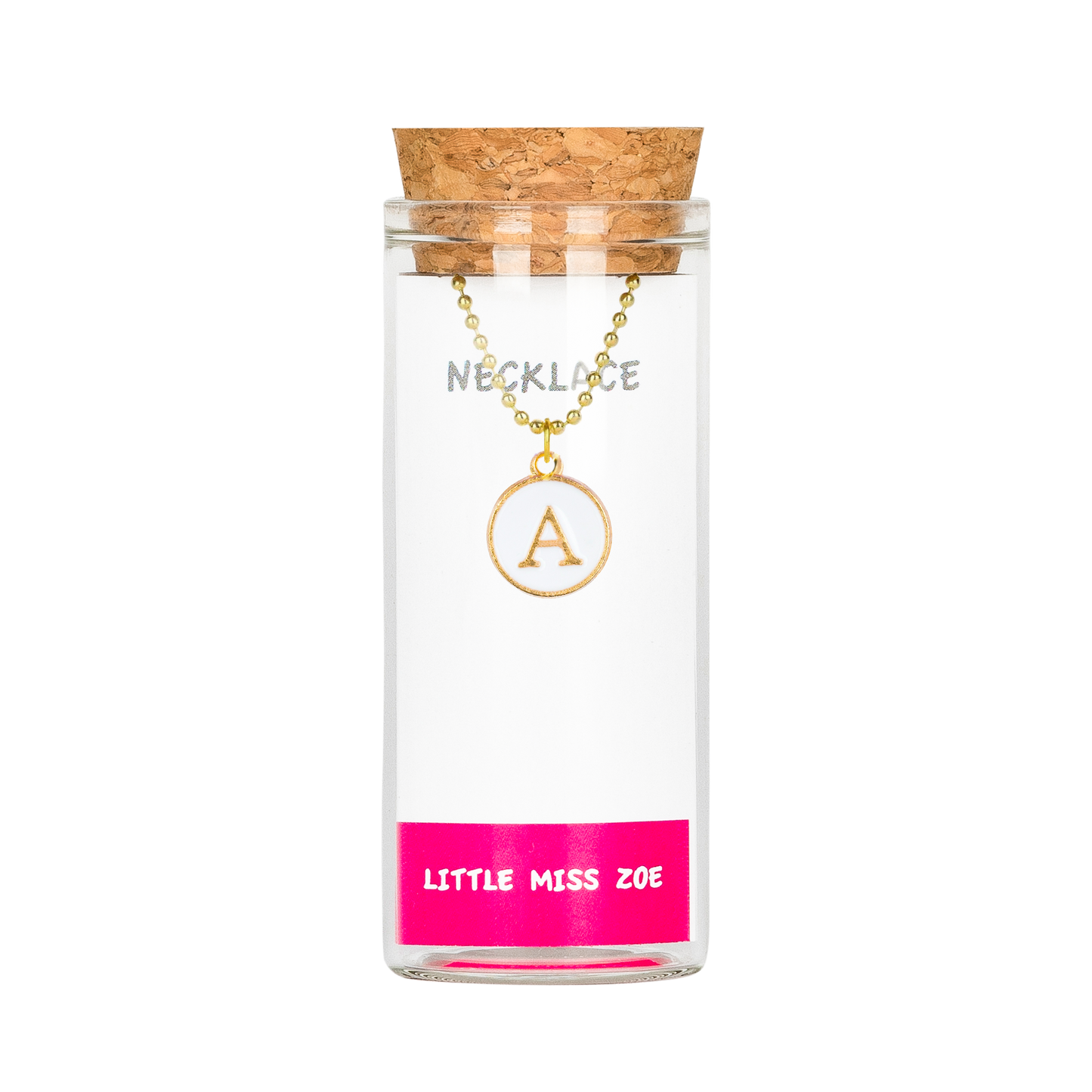 Enamel Initial Necklace in a Bottle