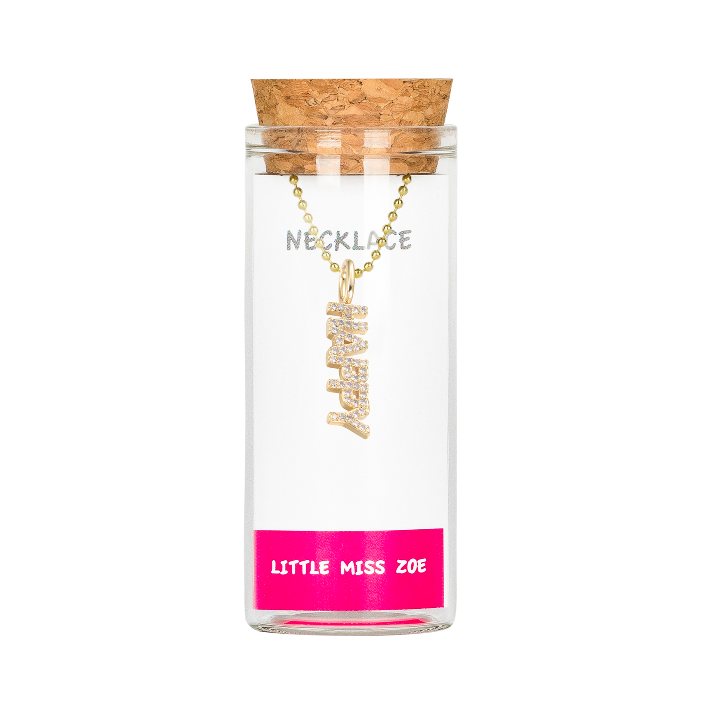 Sparkly HAPPY Necklace in a Bottle