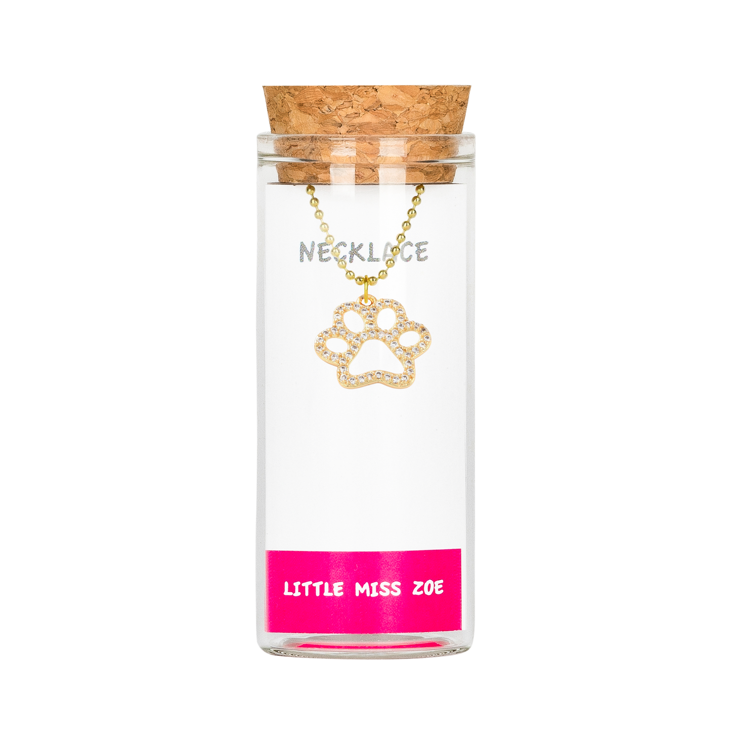 Sparkly Paw Necklace in a Bottle
