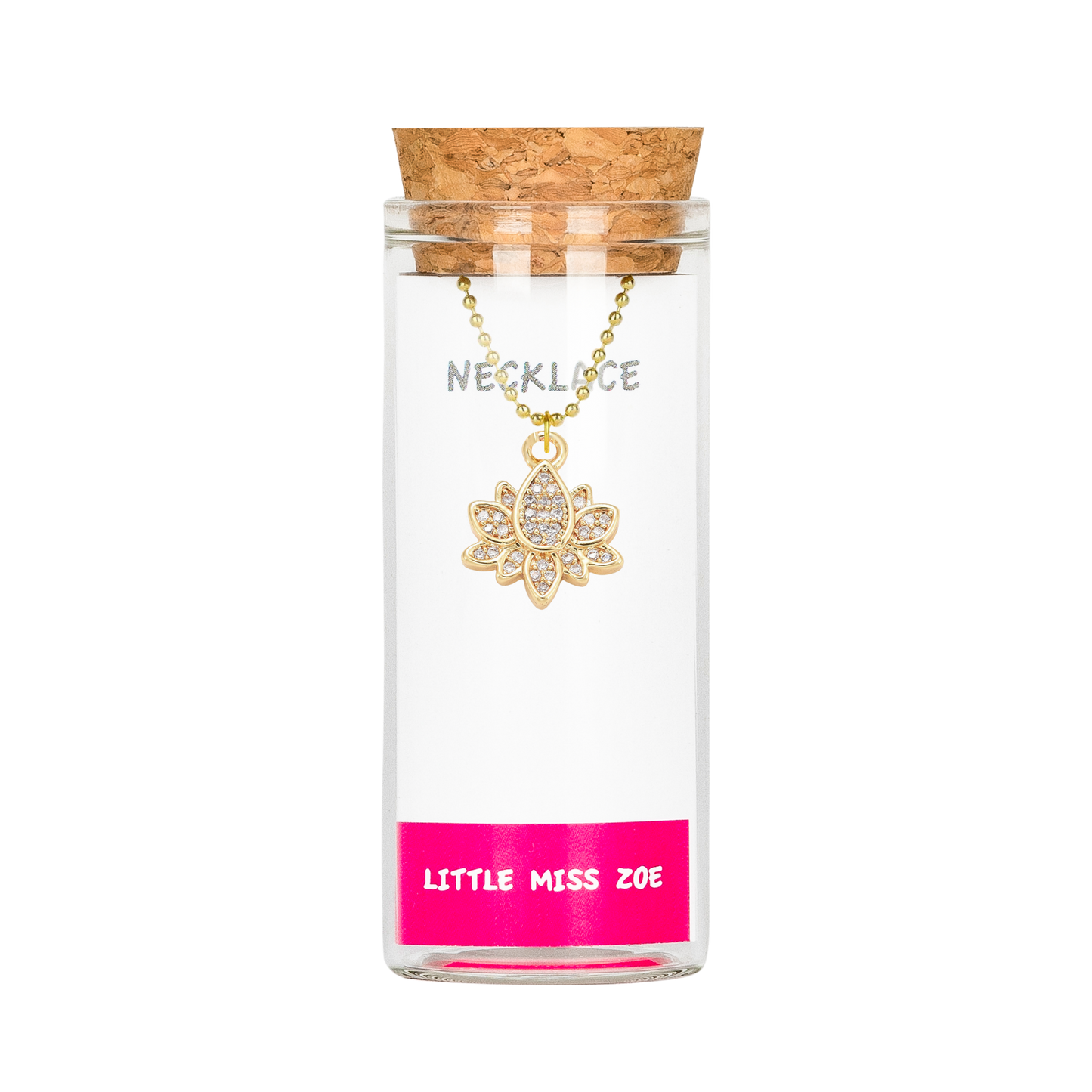 Sparkly Lotus Necklace in a Bottle