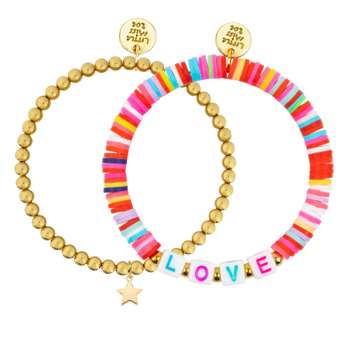 Love Rainbow Disc Bracelet Duo