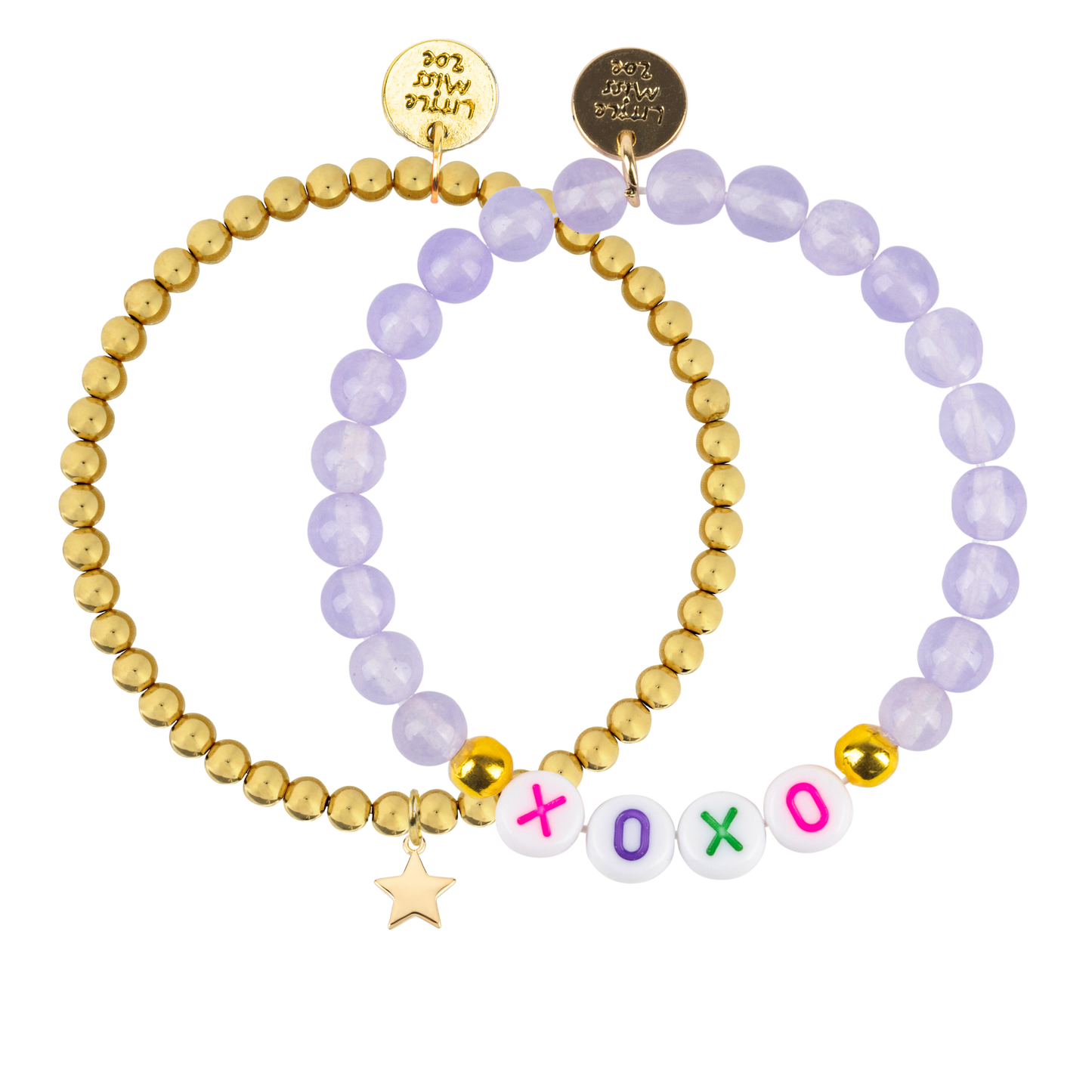 "XOXO" Lavender Gemstone Bracelet Duo
