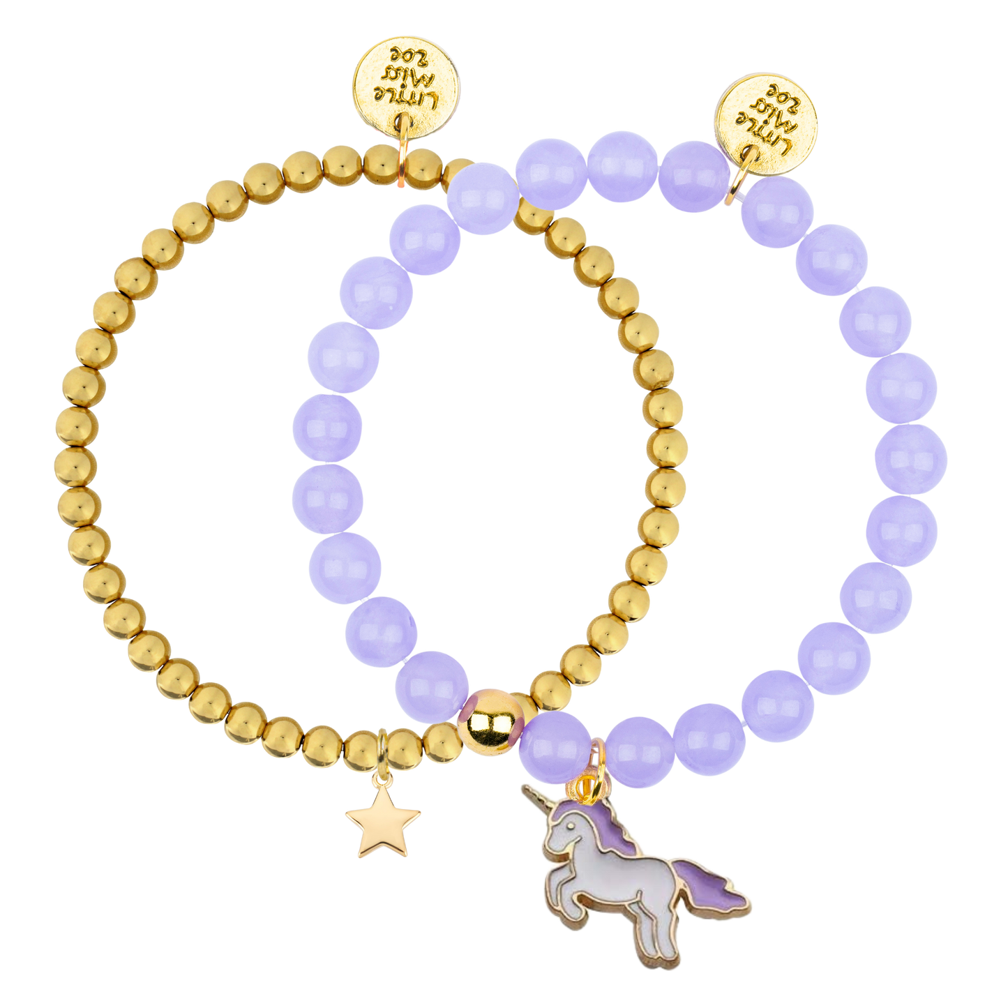 Purple Unicorn Gemstone Bracelet Duo