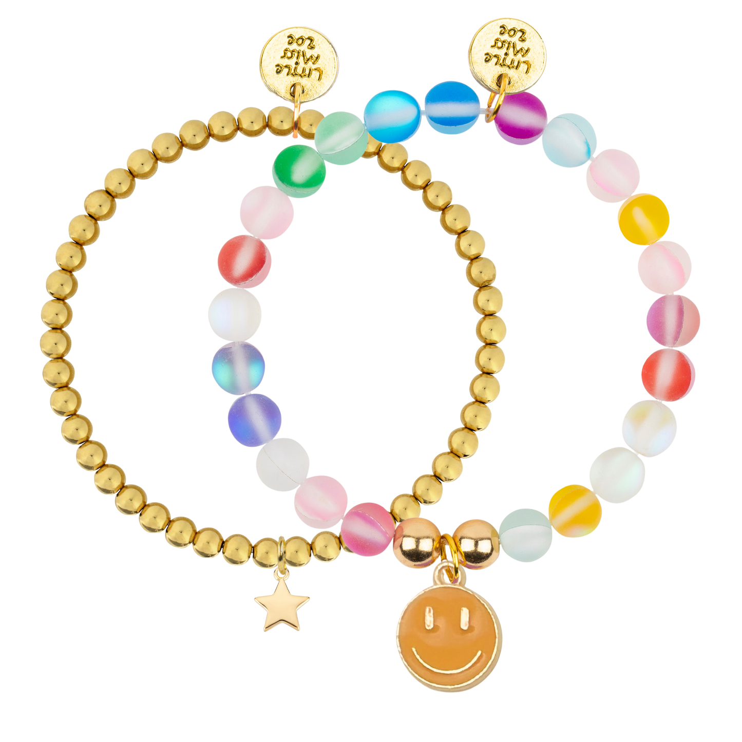 Smiley Rainbow Confetti Bracelet Duo