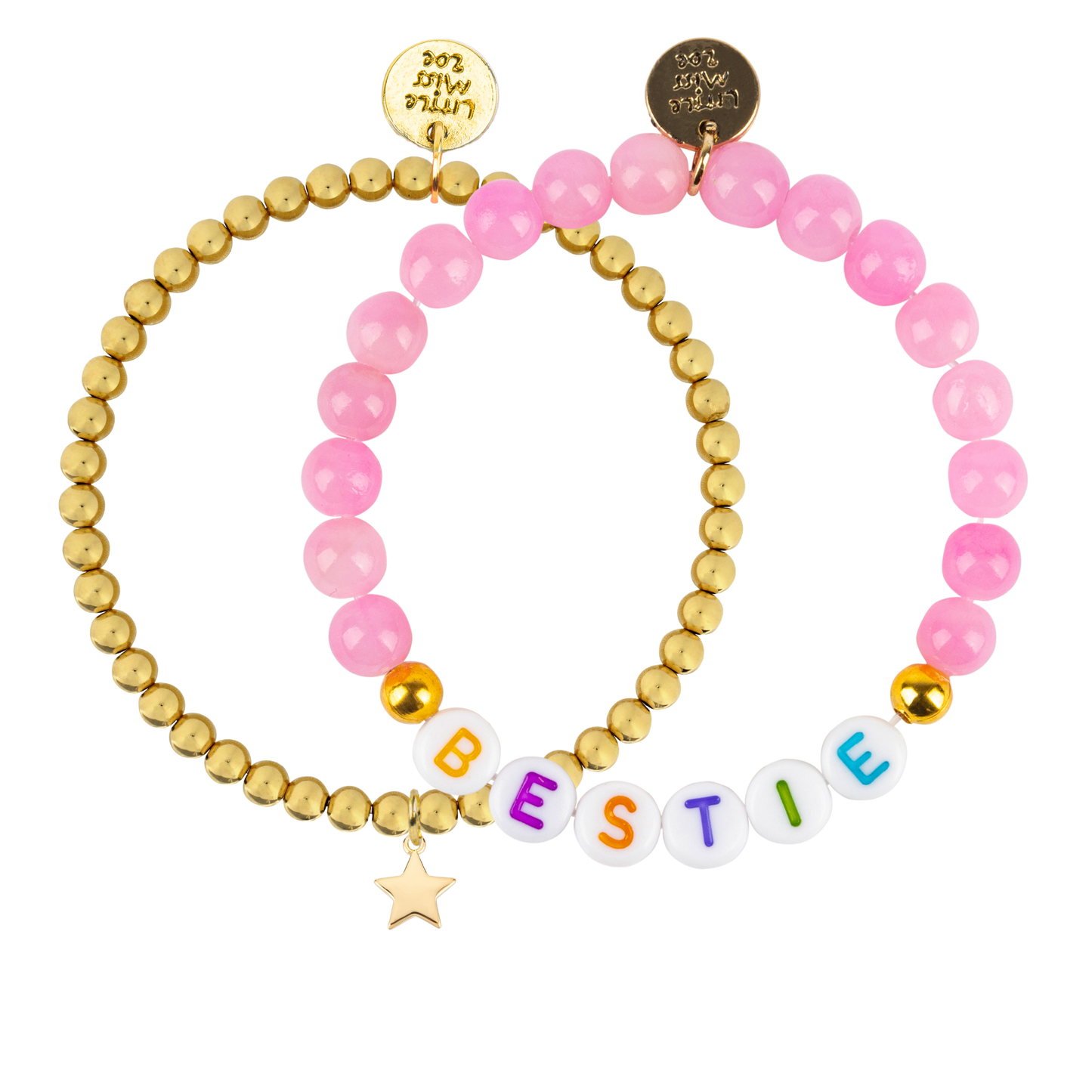 Bestie Pink Gemstone Bracelet Duo