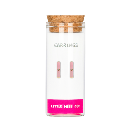 Pink Hoop Earrings in a Bottle
