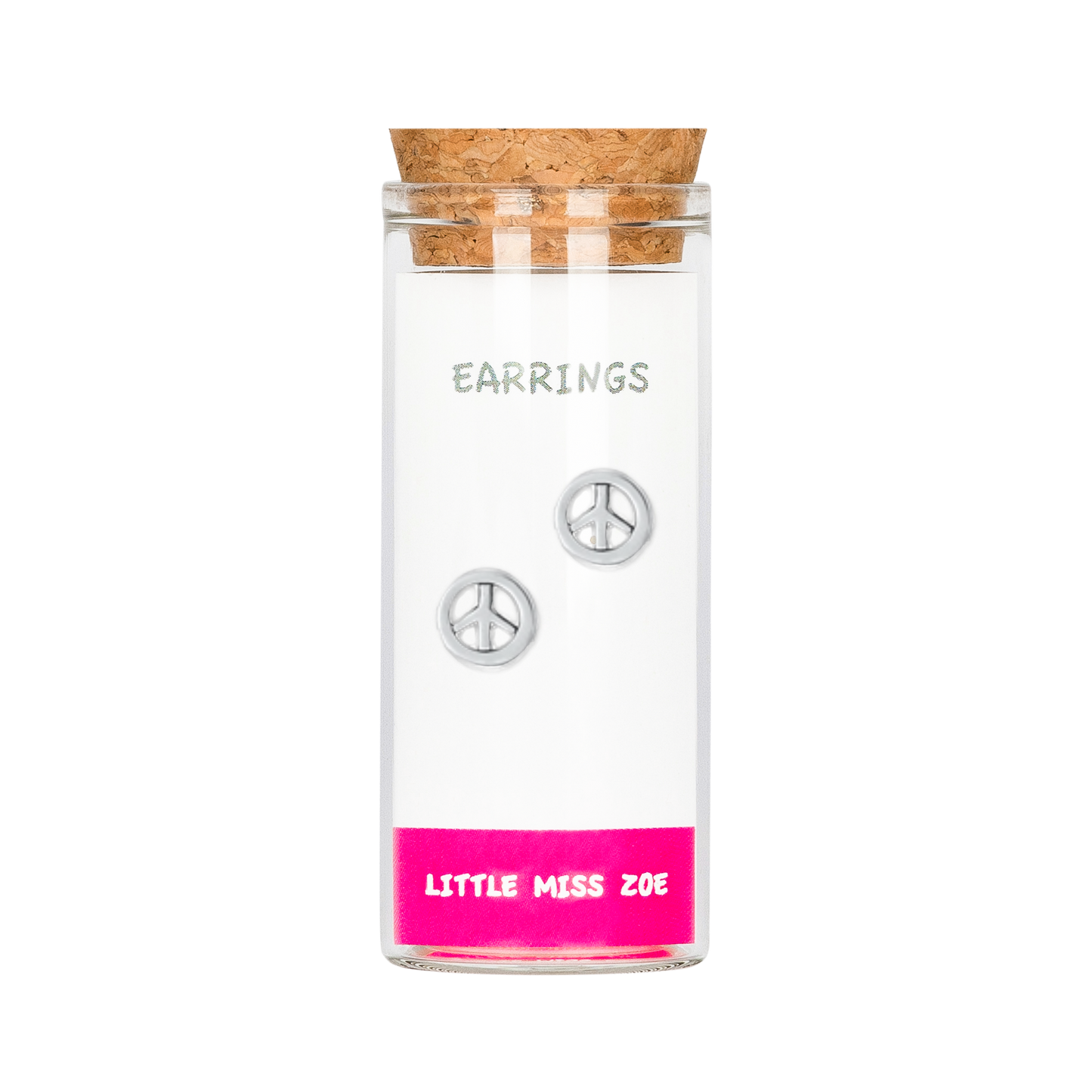 Peace Sign Stud Earrings in a Bottle
