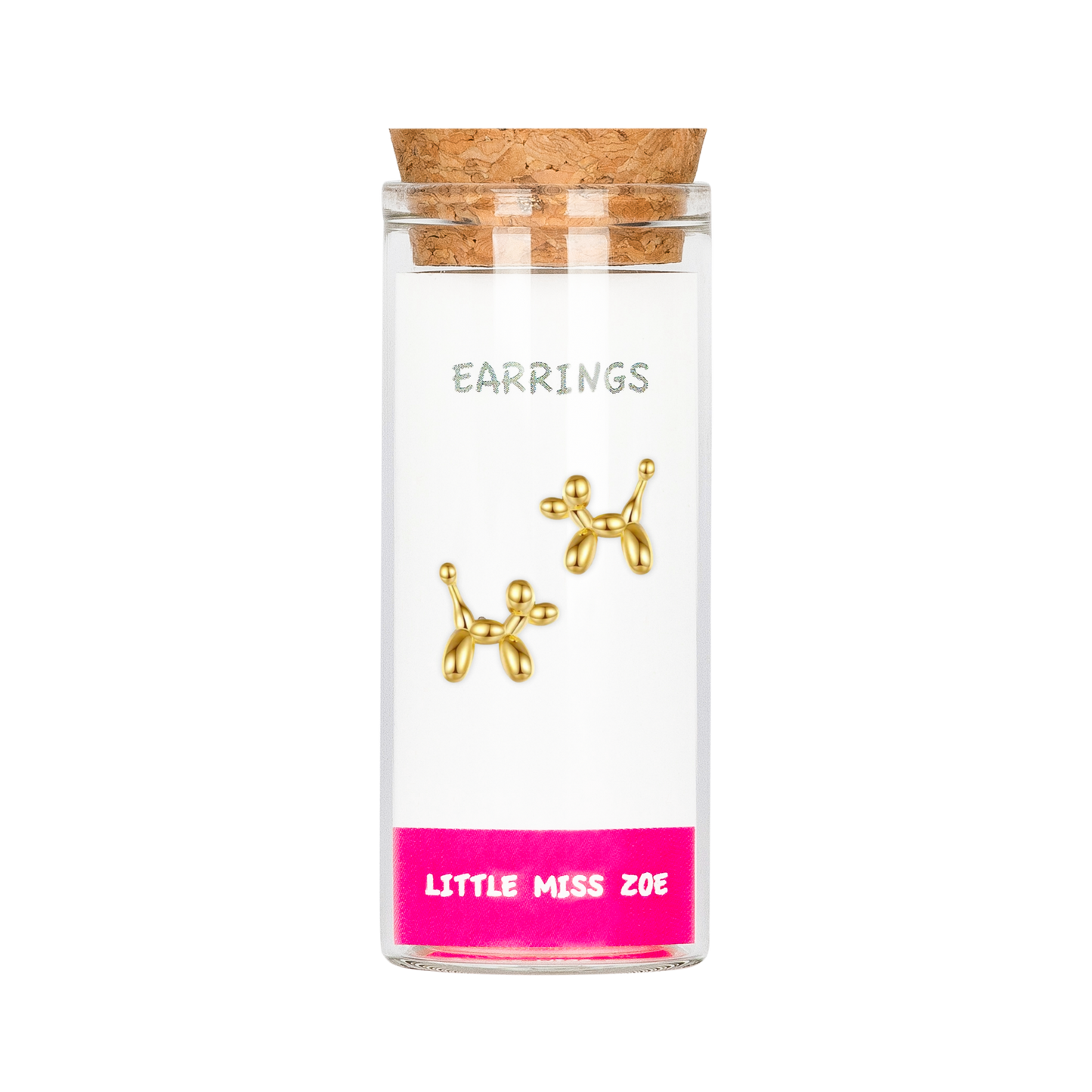 Balloon Dog Stud Earrings in a Bottle