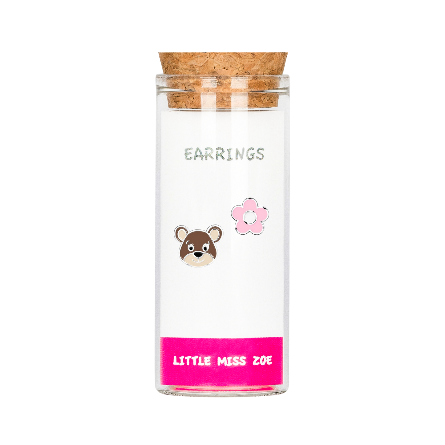 Bear/Flower Stud Earrings in a Bottle