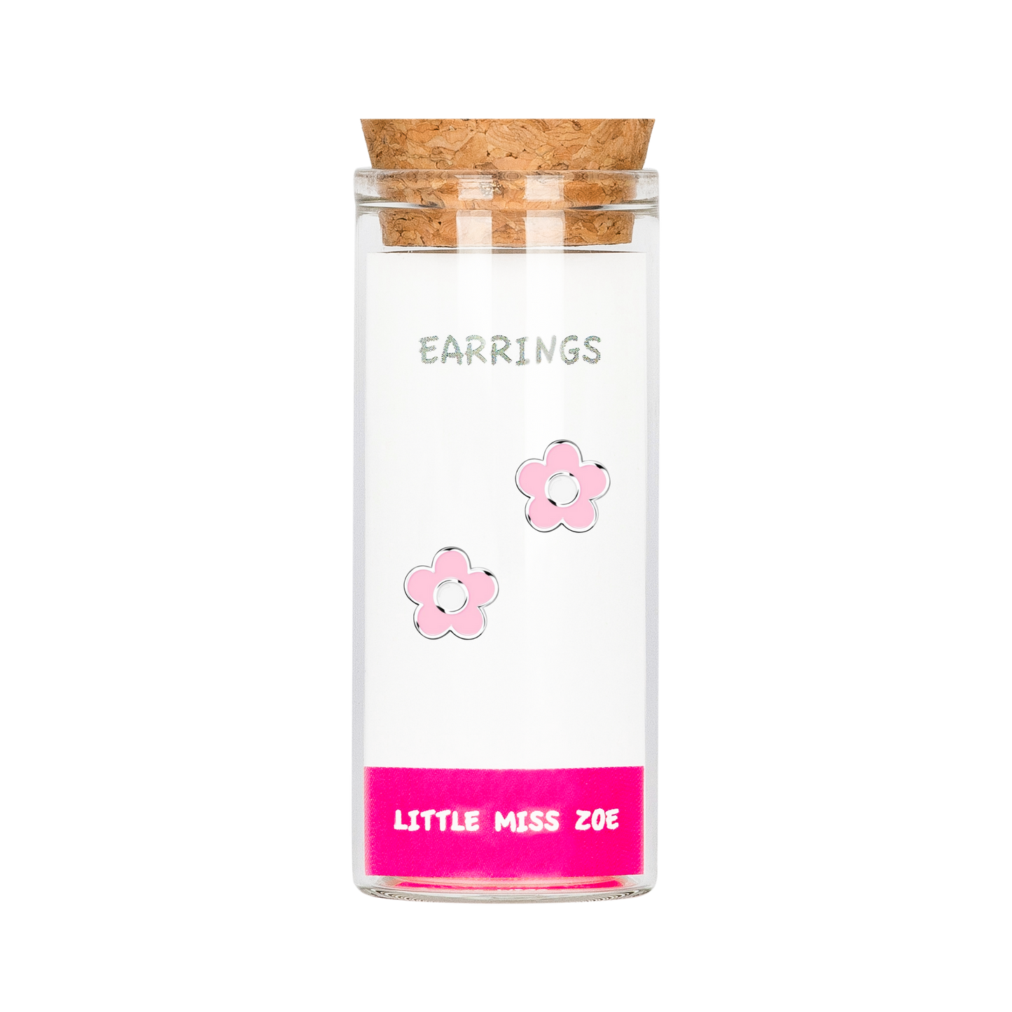 Pink Flower Earrings in a Bottle
