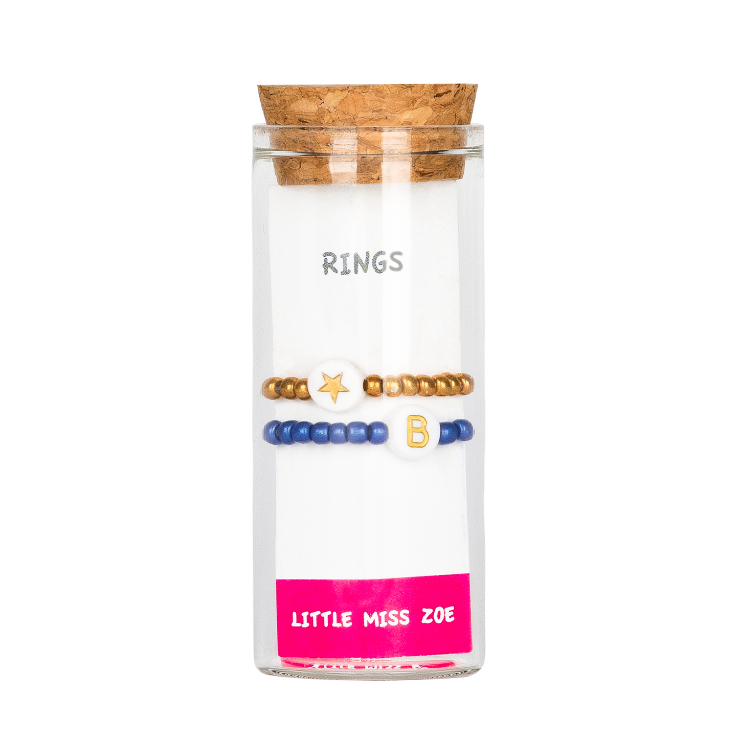 Set of 2 Stretchy Rings in a Bottle - Navy Initial