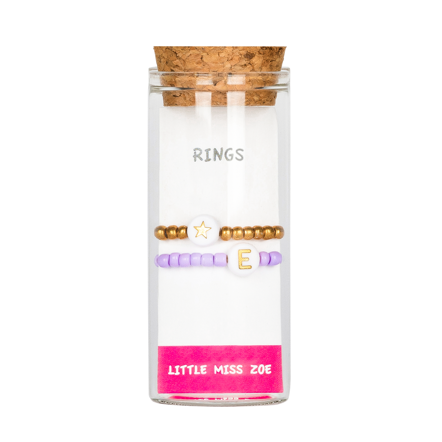 Set of 2 Stretchy Rings in a Bottle - Purple Initial