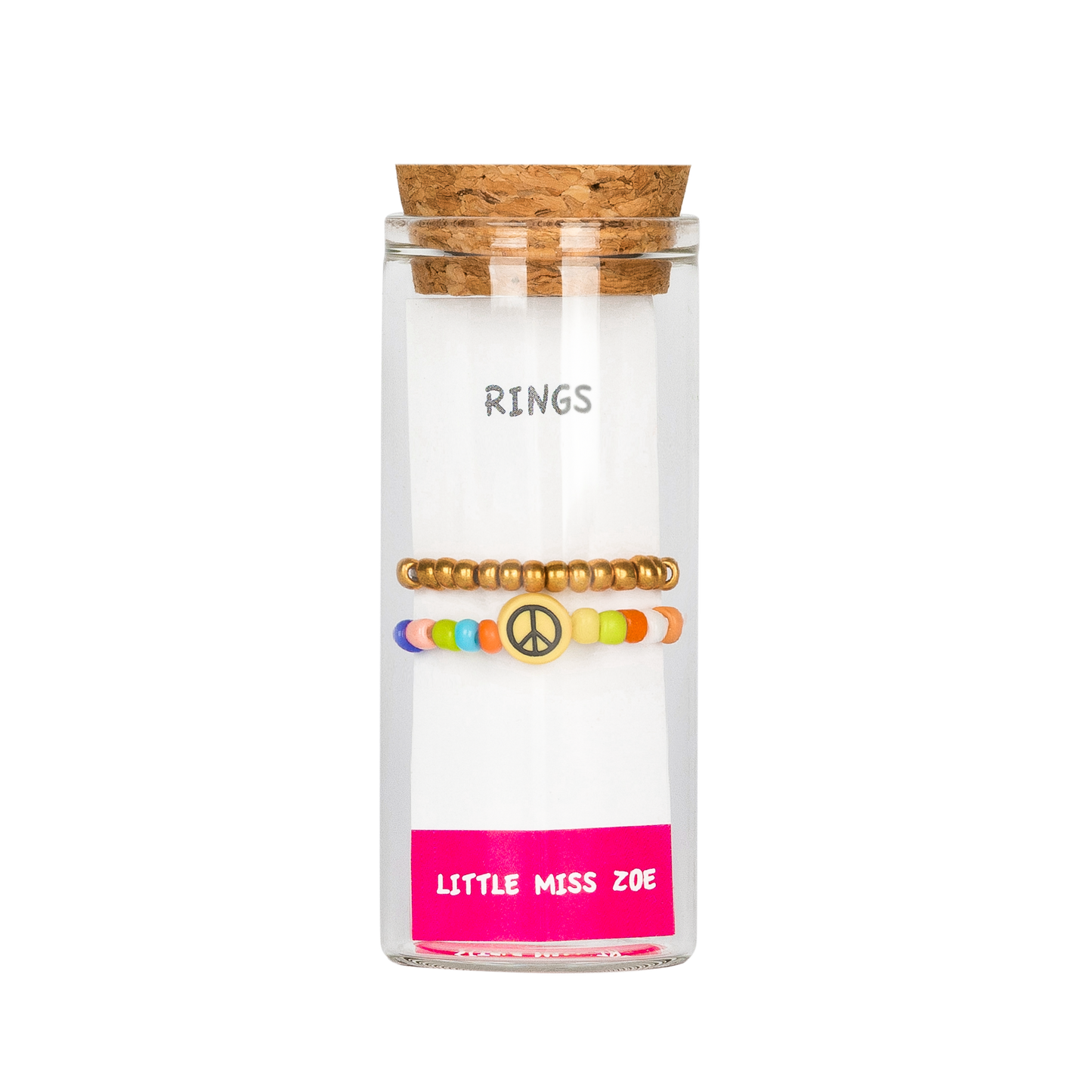 Set of 2 Stretchy Rings in a Bottle - Peace Sign