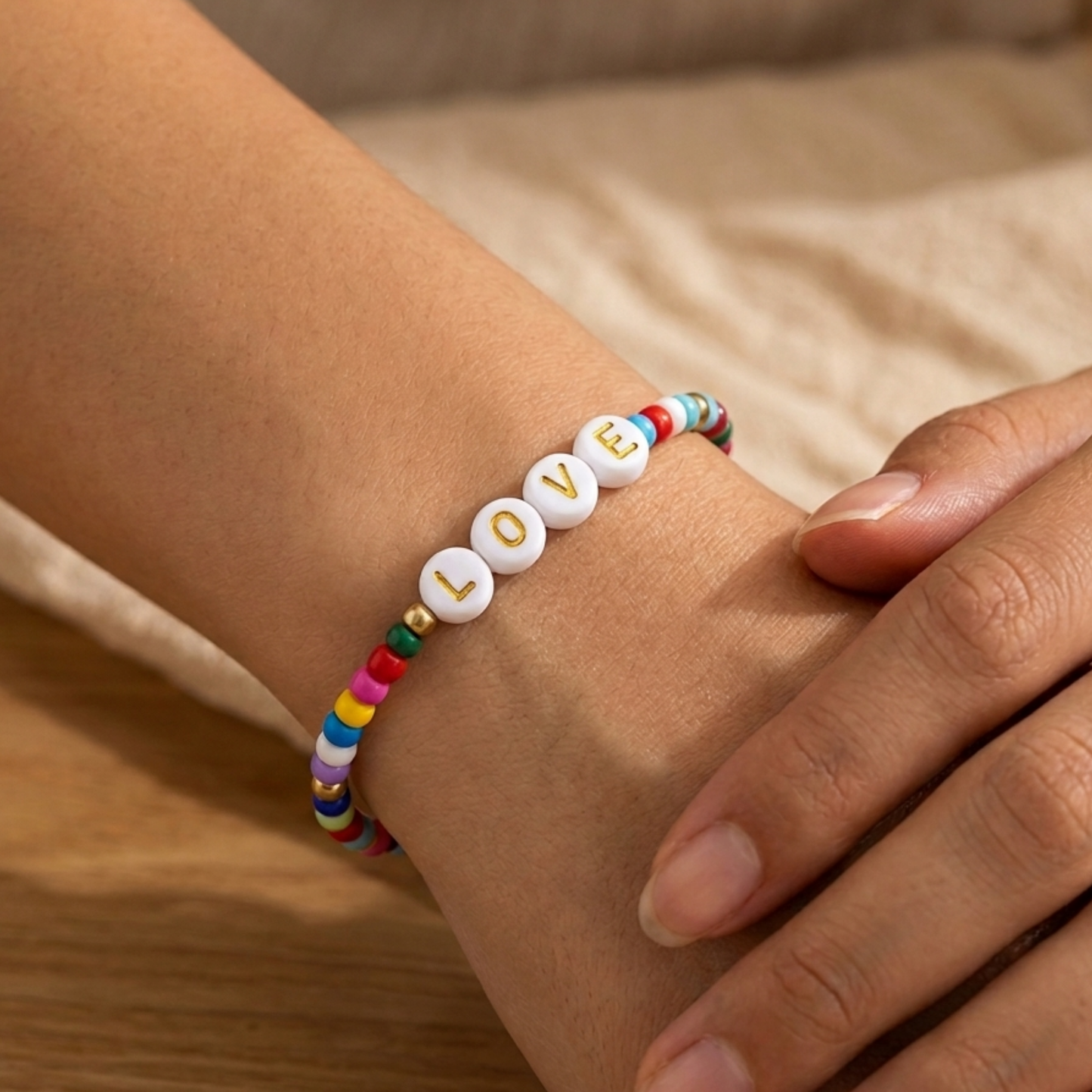 Sunday Sky Beaded LOVE Bracelet