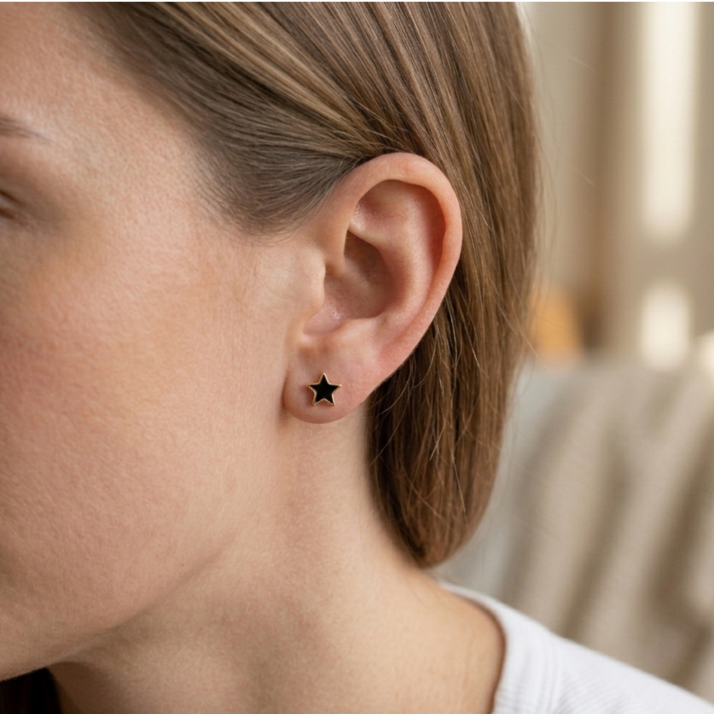 Sunday Sky Sterling Silver Black Star Earrings