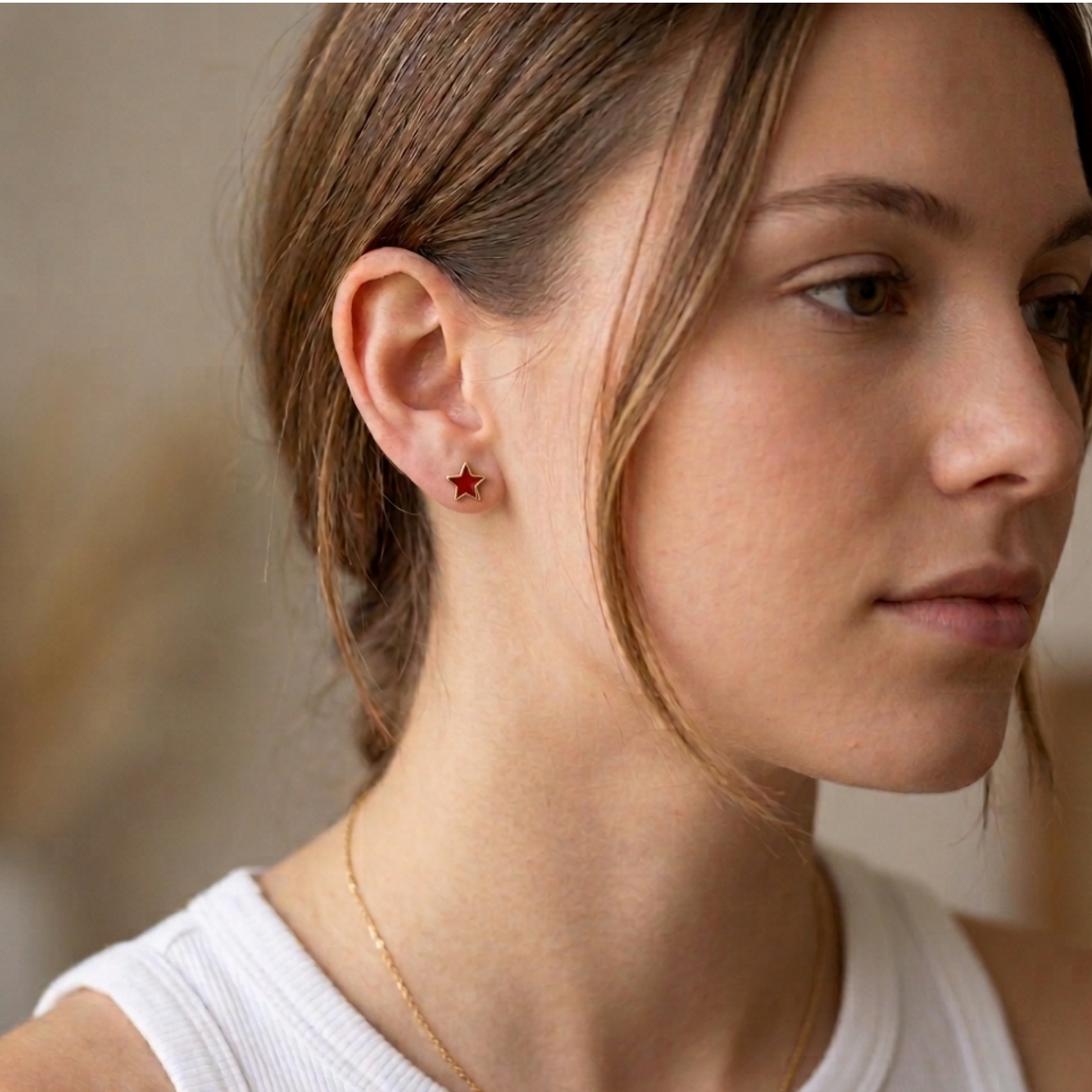 Sunday Sky Sterling Silver Red Star Earrings