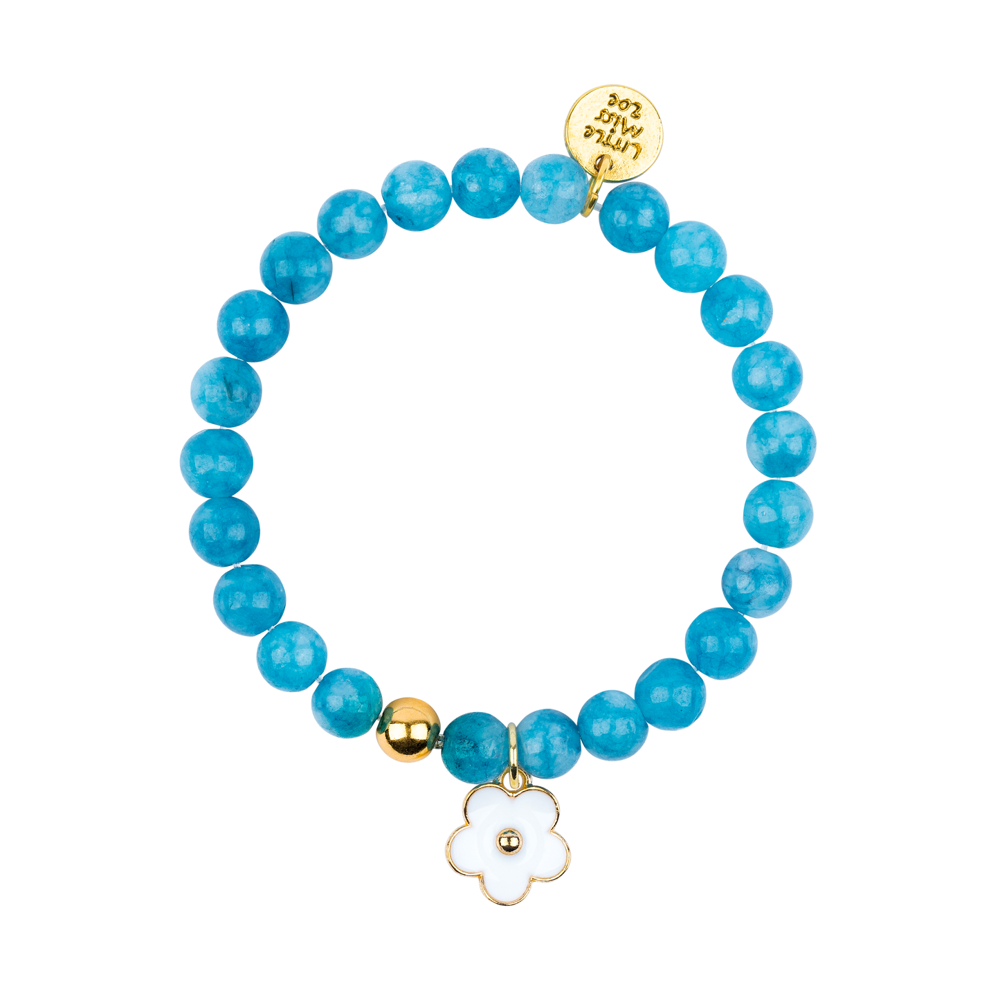 Turquoise Gemstone Bracelet with Flower Enamel Charm