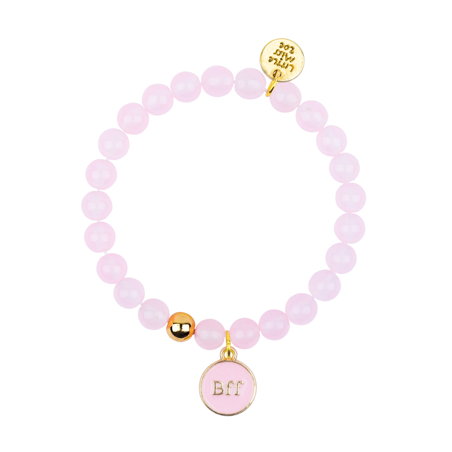 Pink Gemstone Bracelet with BFF Enamel Charm