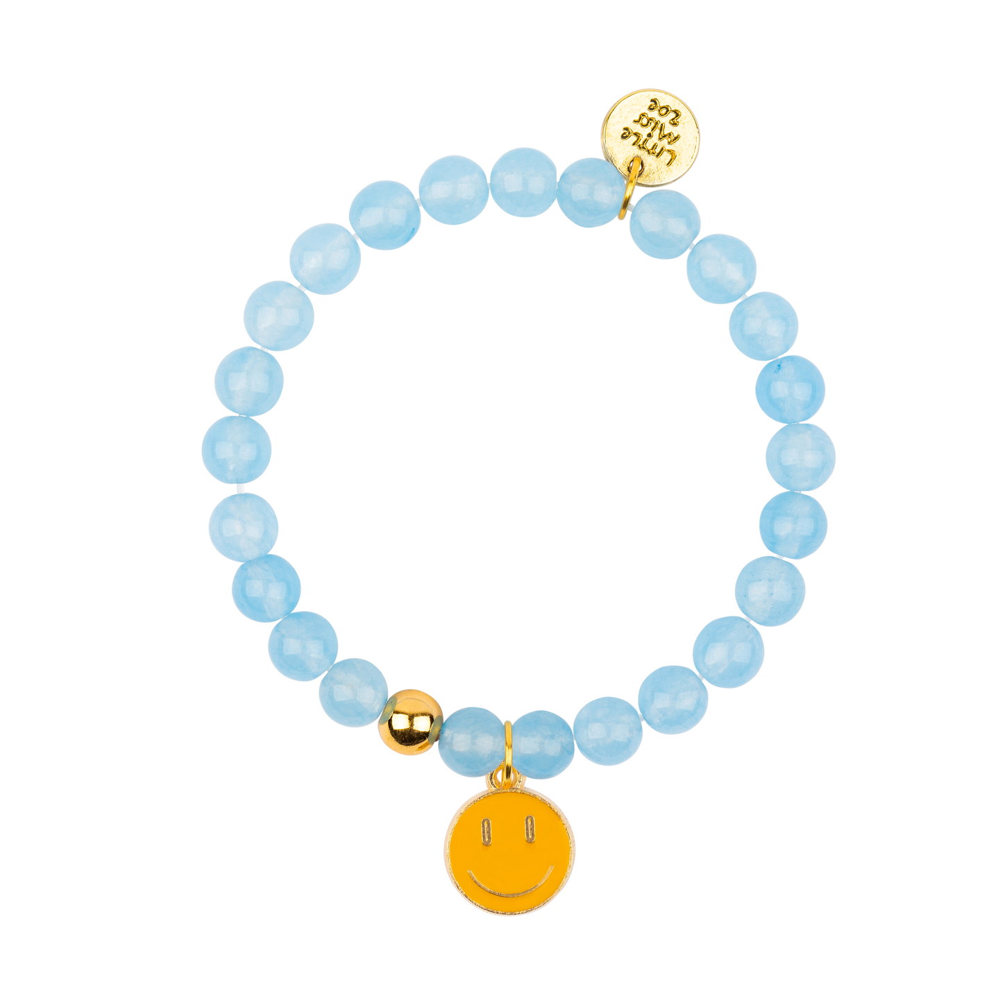 Blue Gemstone Bracelet with Smiley Enamel Charm
