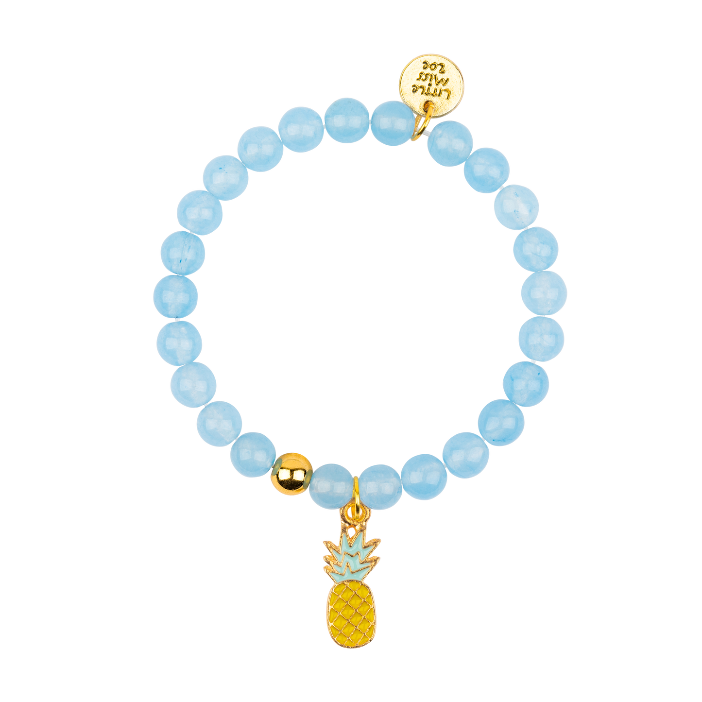 Blue Gemstone Bracelet with Pineapple Enamel Charm