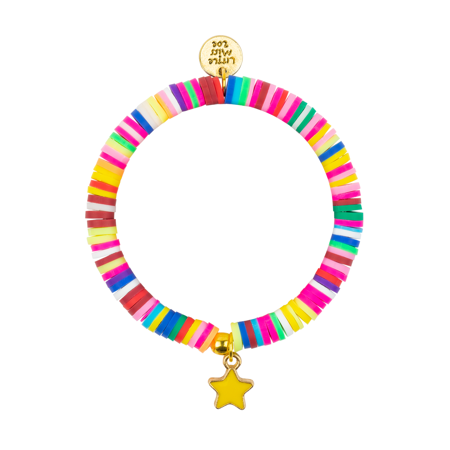 Rainbow Disc Bracelet with Star Enamel Charm