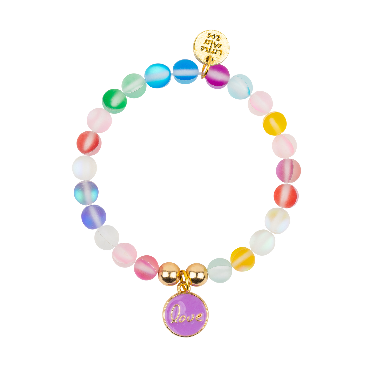 Rainbow Confetti Bracelet with Love Enamel Charm