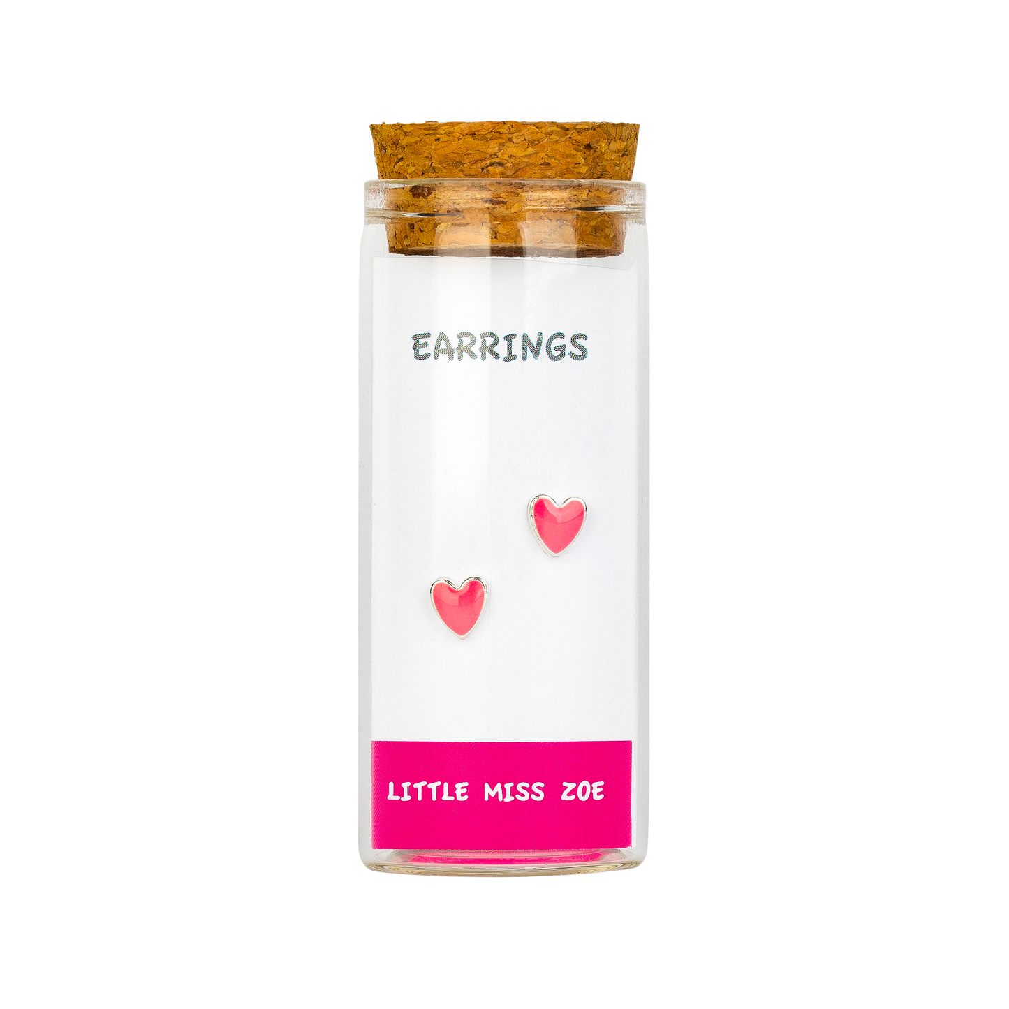 Pink Heart Stud Earrings in a Bottle