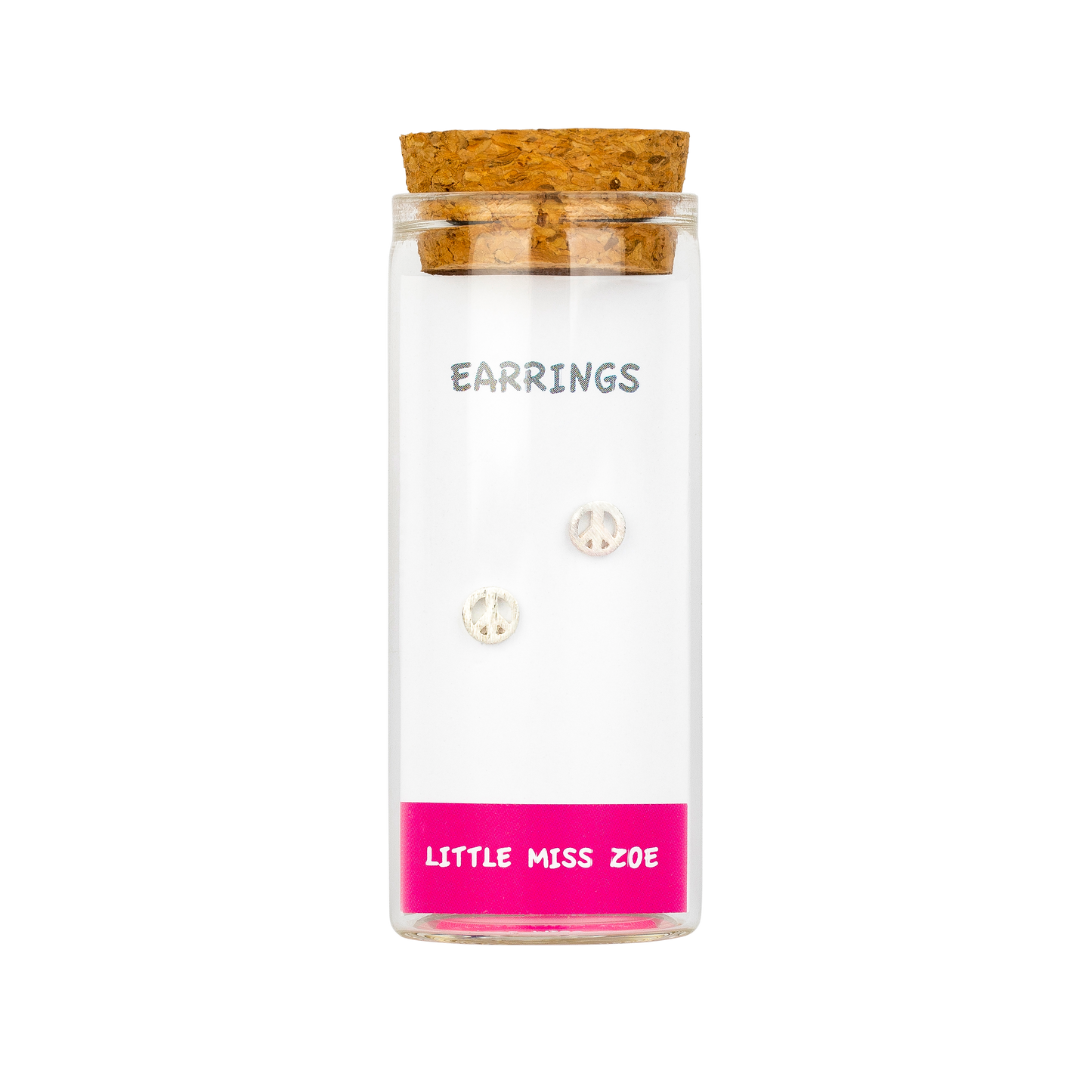 Peace Sign Stud Earrings in a Bottle
