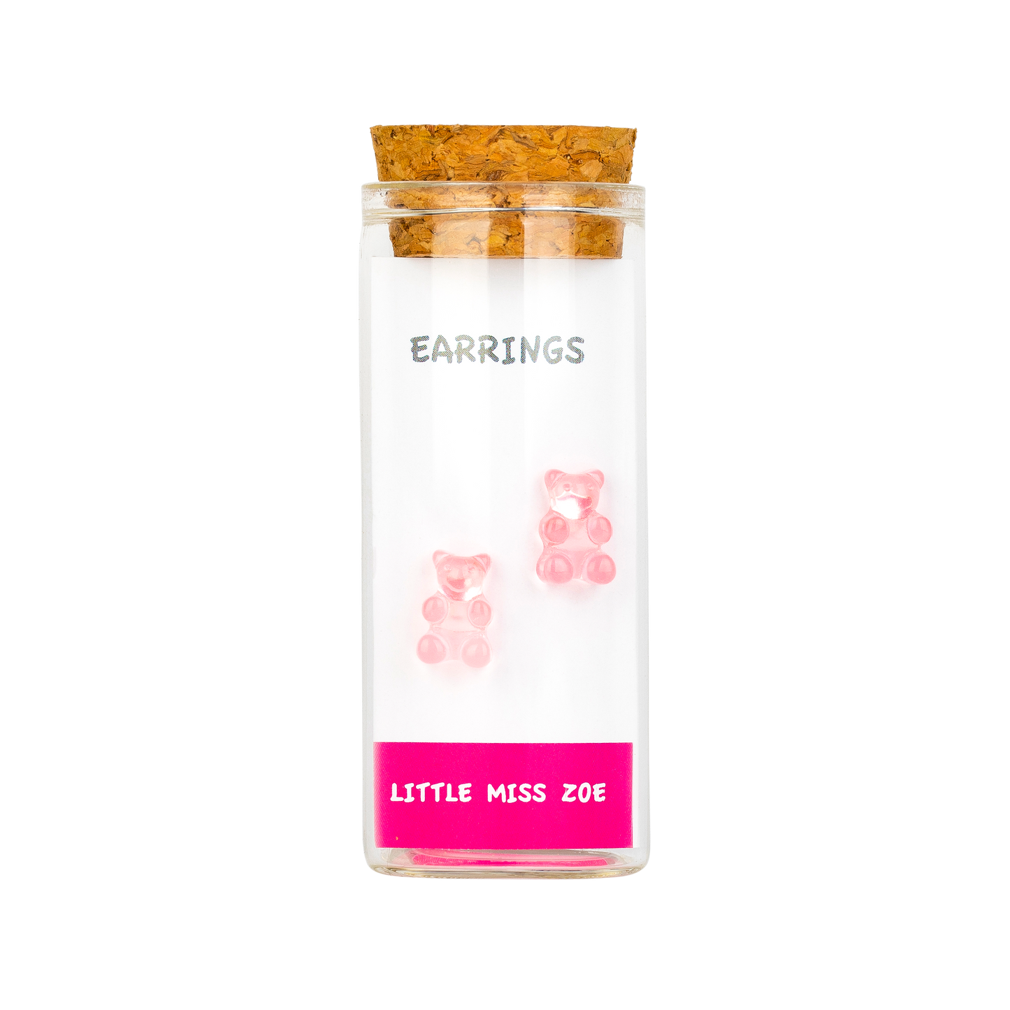 Pink Yummy Bear Earrings in Bottle