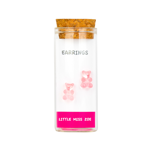 Pink Yummy Bear Earrings in Bottle