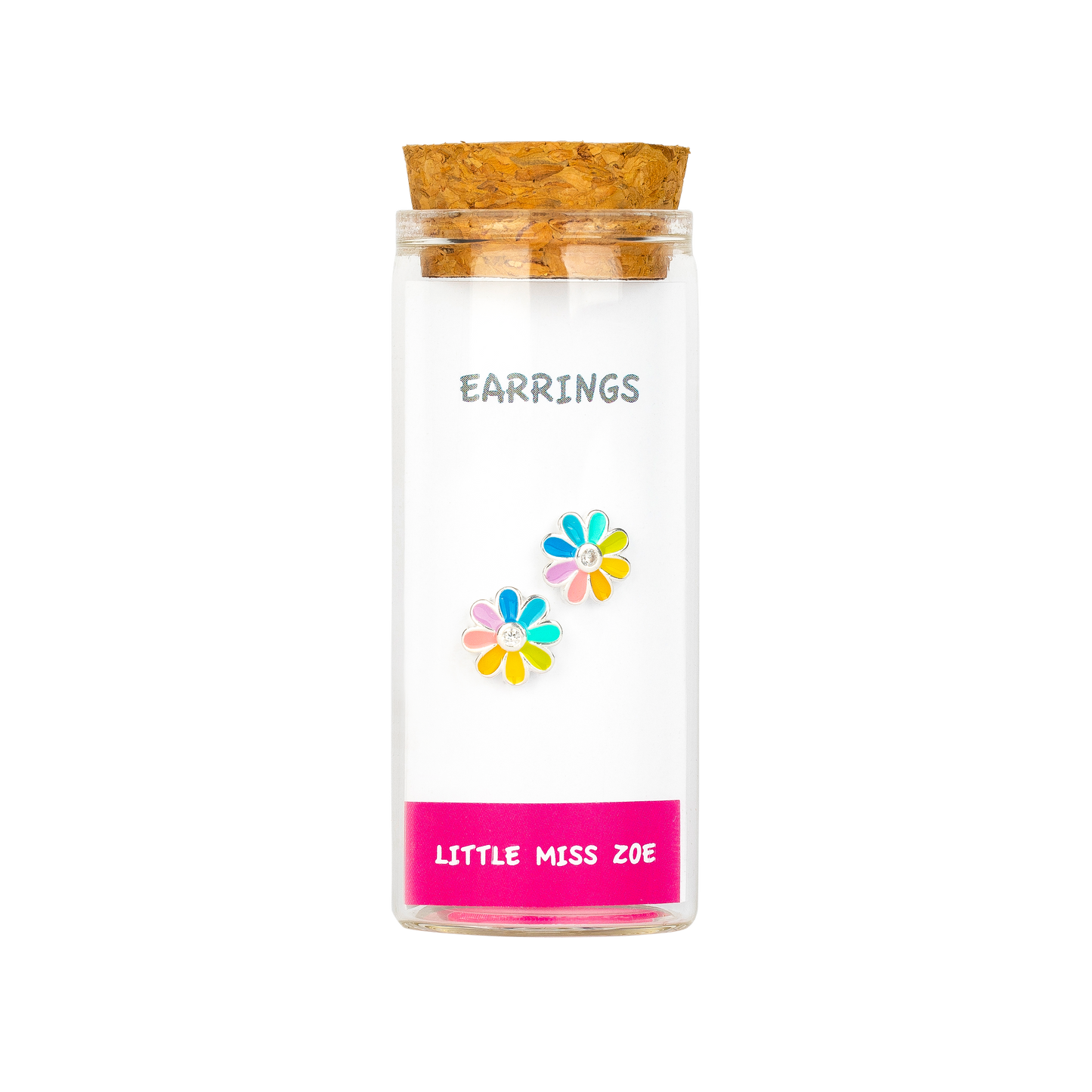 Colorful Flower Stud Earrings in a Bottle