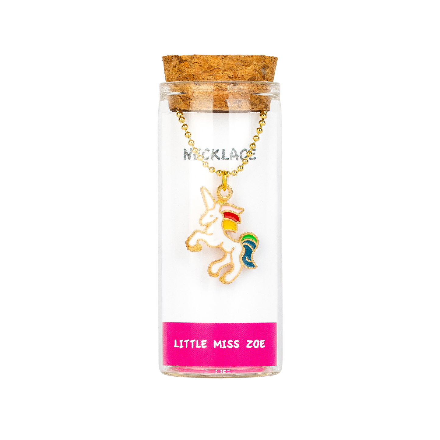 Rainbow Unicorn Necklace in a Bottle