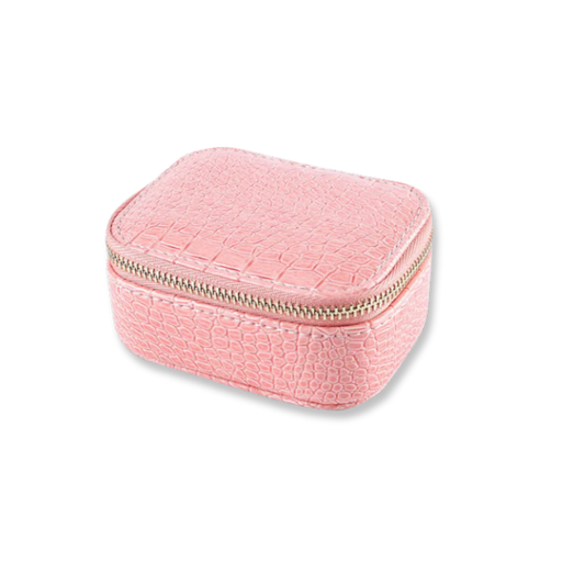 Pink Faux Leather Snake  Mini Jewelry Case
