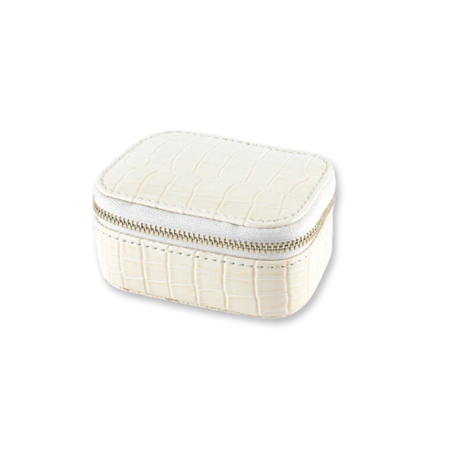 White Faux Leather Snake  Mini Jewelry Case