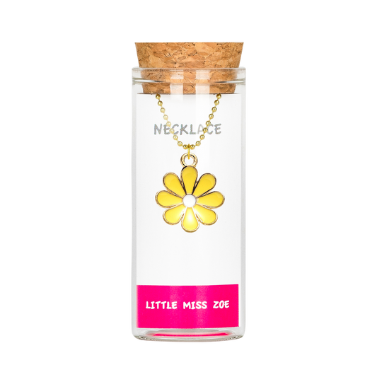 Yellow Flower Necklace in a Bottle