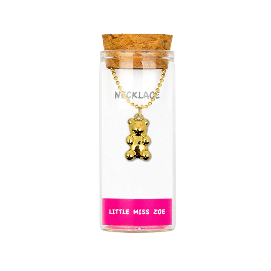 Gold Gummy Bear Necklace in a Bottle
