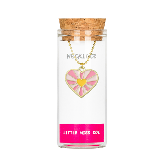 Pink Heart in Heart Necklace in a Bottle