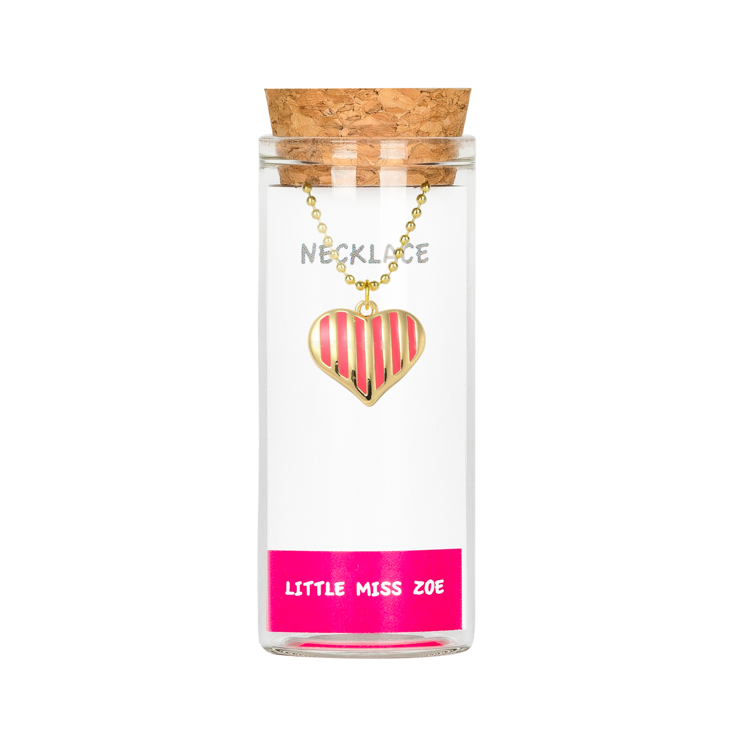 Stripe Heart Necklace in a Bottle