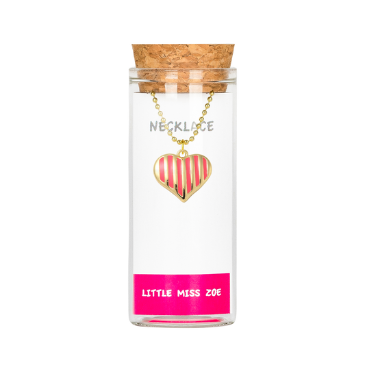 Stripe Heart Necklace in a Bottle