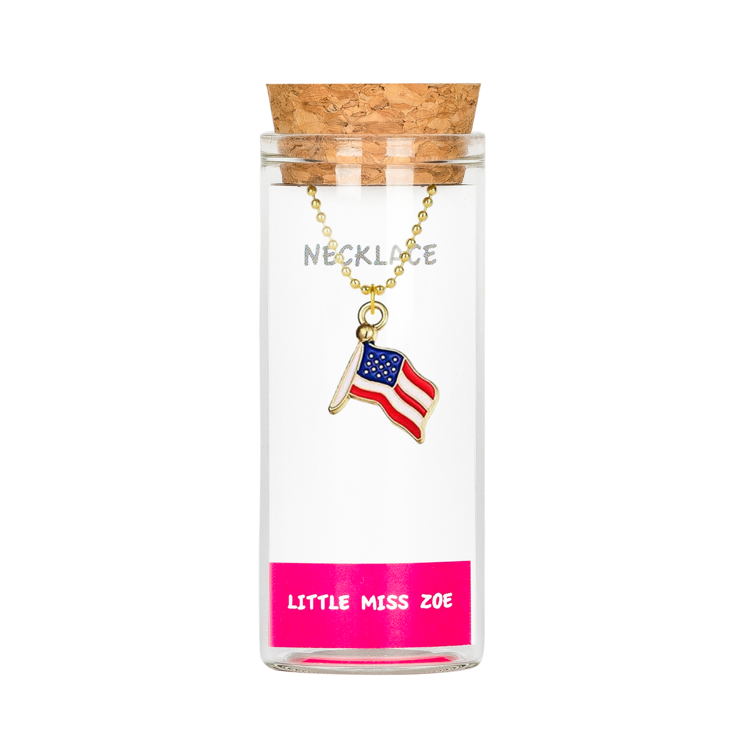 Patriotic Flag Necklace in a Bottle